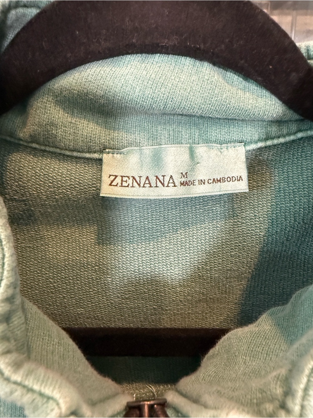 Zenana Outfitters Seafoam Green Half-Zip Pullover Sweatshirt - Picture 2 of 3